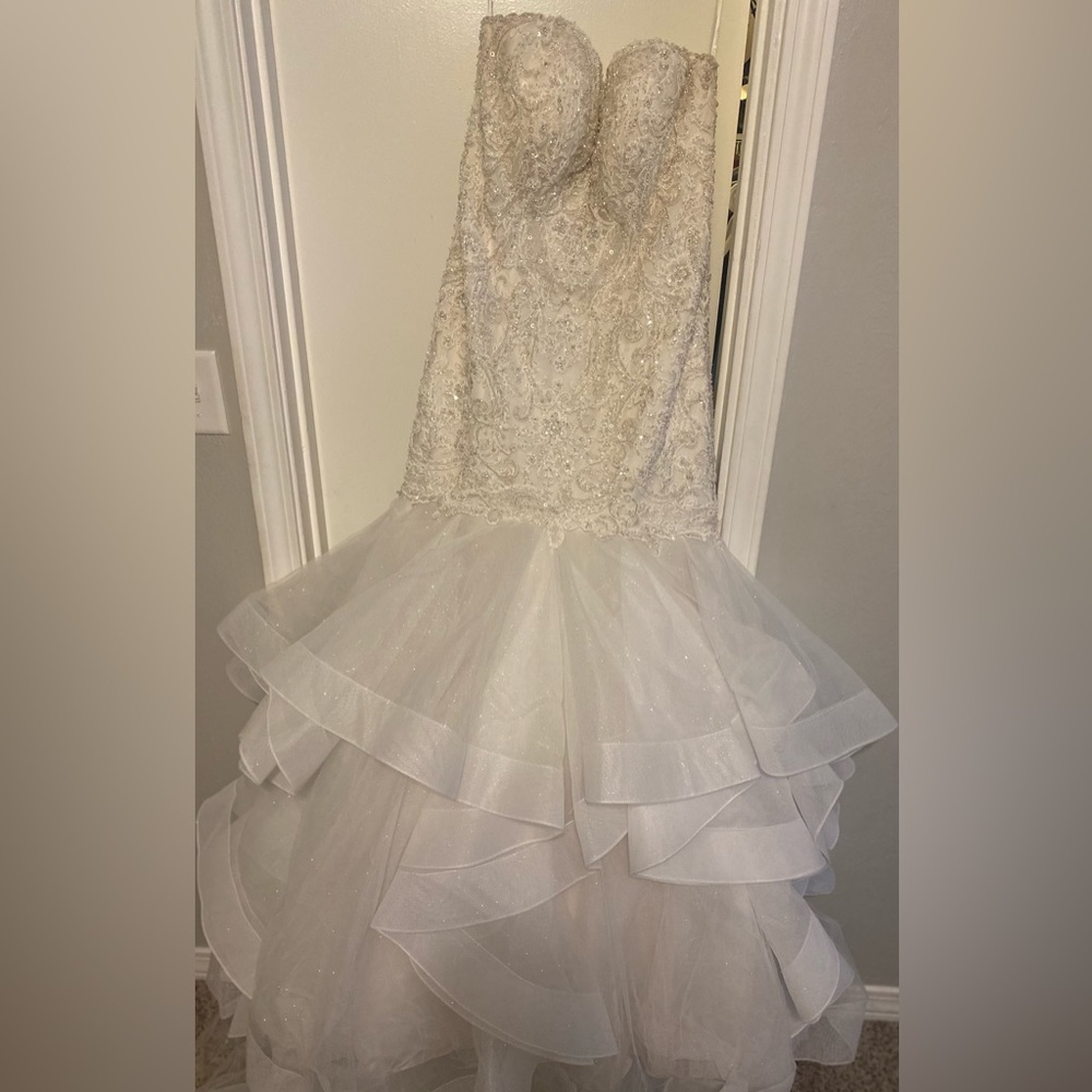 Beaded, mermaid wedding gown.